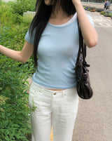 Sherbet Tencel See-Through Short Sleeve