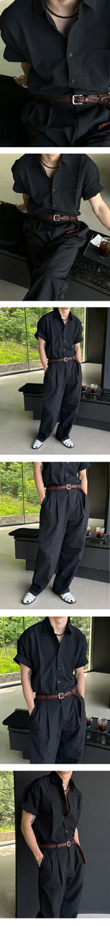 [SET UP可] ナイロンセミワイドパンツ（４色）