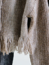 Gamants coloring gradation fringe long-sleeve cropped wool knitwear