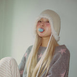 Furry Knit Trooper Hat (beige)