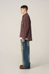 Logo Point Check Shirt - Burgundy