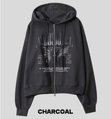 Winnie crop two way hoodie zip-up