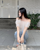 Off‑shoulder frill string blouse