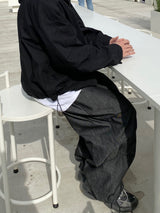 Space String ballon denim wide pants 2color