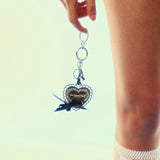 NO.525 [SILVER] HEART RIBBON LACE KEY RING