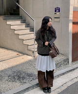Milk Stripe Dangara Striped Hooded Knitwear