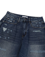 Part Blue Wash Distressed Denim