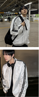 glossy track windbreaker