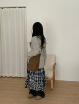 Giet Frill Banding Check Long Skirt