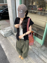 Knit Vest Hood Zip-Up