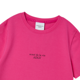 25SS BASIC LOGO HEM LINE CROP SHORT SLEEVE T-SHIRT HOT PINK