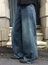 Deron Denim Washing Banding Snap Wide Pants