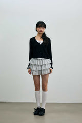 LYLA LAYERED CARDIGAN / BLACK-WHITE