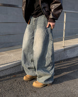 ドットヘビーブラッシュドバルーンデニムパンツ