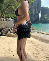 a dot-frilled bikini