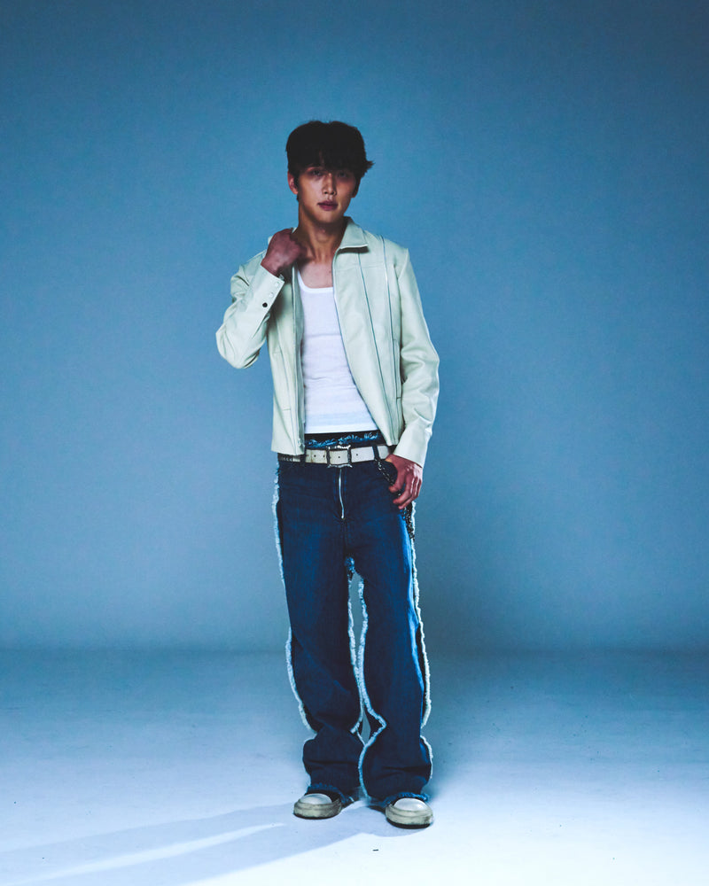 DENIM LINE ZIPPER JACKET (IVORY)