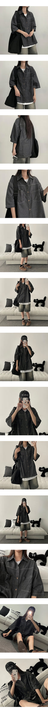 [S~XL] Romber Washing Cargo Denim Shorts