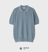 Look Estée Viscose Button Collar Short Sleeve Knit
