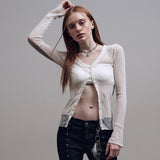 Wave Mesh Cardigan [Ivory]