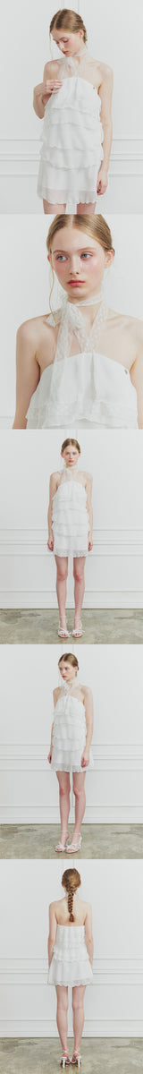 MAGNOLIA HALTER DRESS white