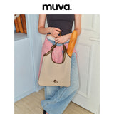 muva. Lazy‑Chic French Canvas Tank‑Top‑Style Shoulder Bag, Lightweight Off‑White Casual Daily Purse, New Arrival Aug 13
