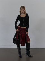 SUEDE STUDDED SHOULDER BAG / BLACK