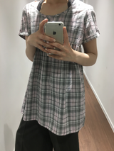 Dottie check short-sleeve blouse (3color)