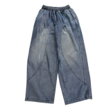 motif pintuck denim pants
