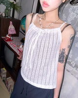 (3color) Shirring Openwork Knit Camisole