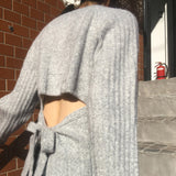 Napol wool back slit string ribbed knitwear