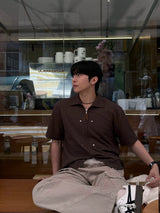Summer bante collar short-sleeved cardigan