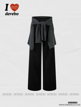 Stripe cardigan wrap banding casual pants
