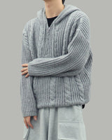 Noel Knit Hoodie Half Zip Up (Gray)