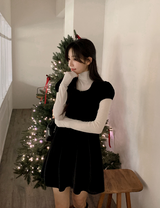 [SHOPPERMADE] Velvet Puff Mini Dress