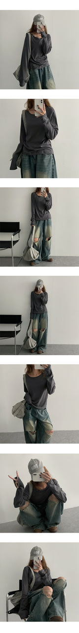 Mode Basic Round Slim Long Sleeve Tee