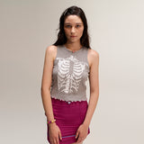 Floral Bone Sleeveless Gray