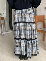FADE CHECK MAXI SKIRT (2C)