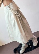 Muti Shirring Pocket H-Line Long Wide Skirt 4color