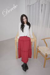 Beagle accentuated shirring frill long-sleeved shirt