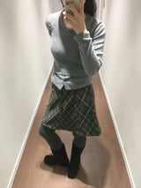 Liz Cutout Checkered Midi Skirt (2 Colors)