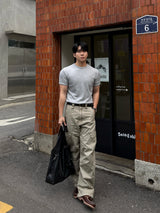 Twill curved wide cargo pants