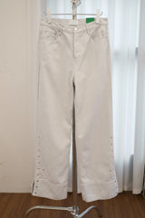 Snap Button Detail Slit Pants (Light Gray/2size)