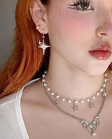 [IDLE Shuhua Necklace] Love Goth Bat Chain Semi Choker Necklace