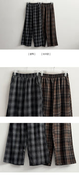 Condo tartan check banding wide pants