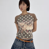 Printed Raglan Tee_Brown