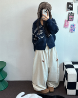トッポッキユニークスナップバルーンコーデュロイロングパンツ 🤍🤎🧸🖤2カラー