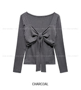 Hina Shirring Tie Ribbon Long Sleeve