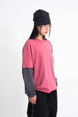 Slub crop layered tee