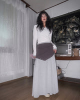 (2color) Eyelet Two-Tone Layered Flare Long Skirt
