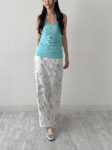 Shirred Halter Neck Long Sleeveless